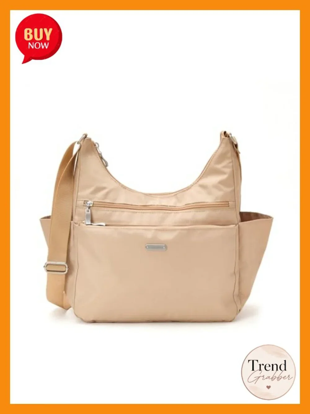 Lightweight Nylon Hobo Crossbody Bag with RFID Protection and Luggage Sleeve